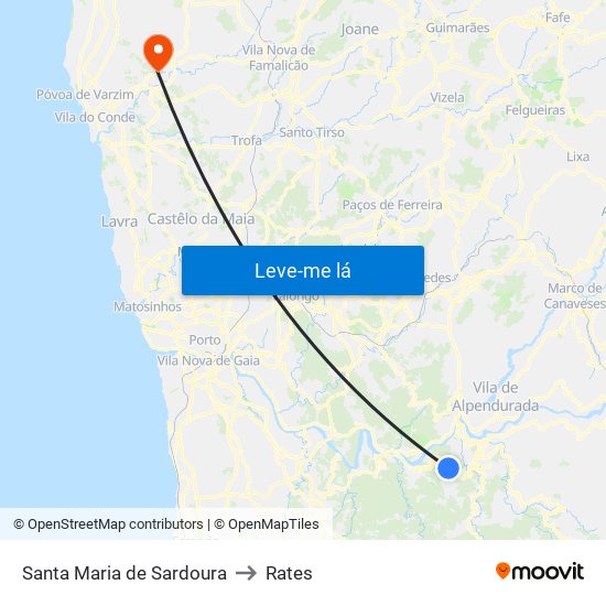 Santa Maria de Sardoura to Rates map