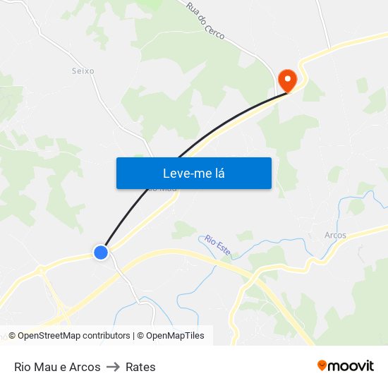 Rio Mau e Arcos to Rates map