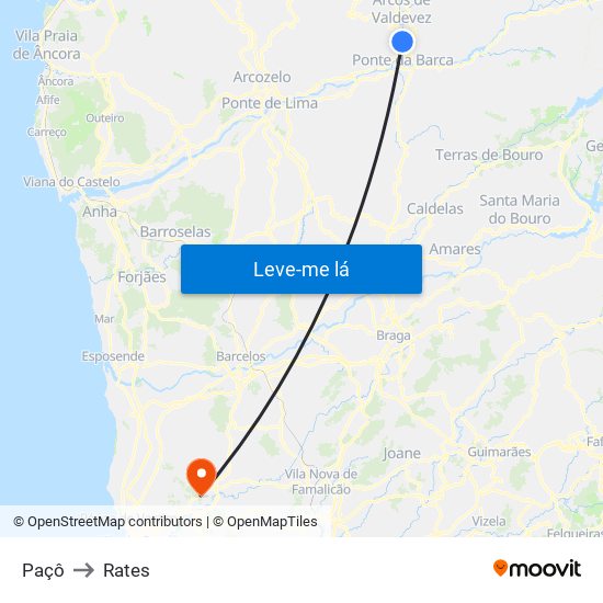 Paçô to Rates map