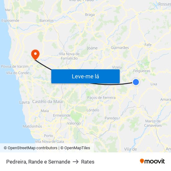 Pedreira, Rande e Sernande to Rates map