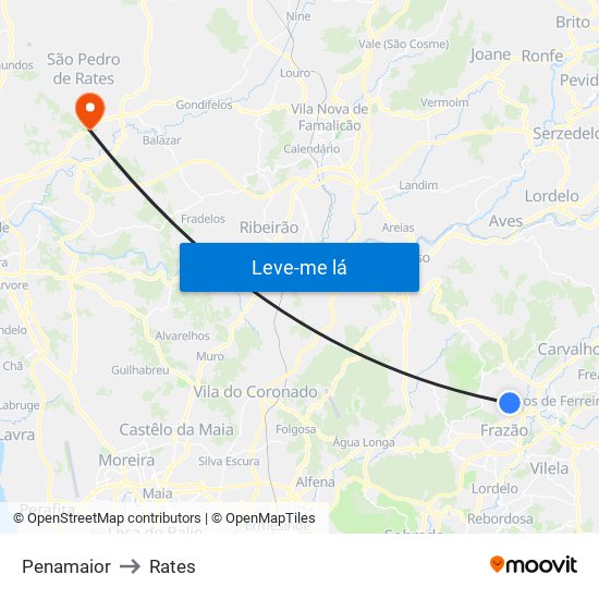 Penamaior to Rates map