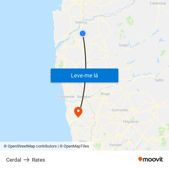 Cerdal to Rates map