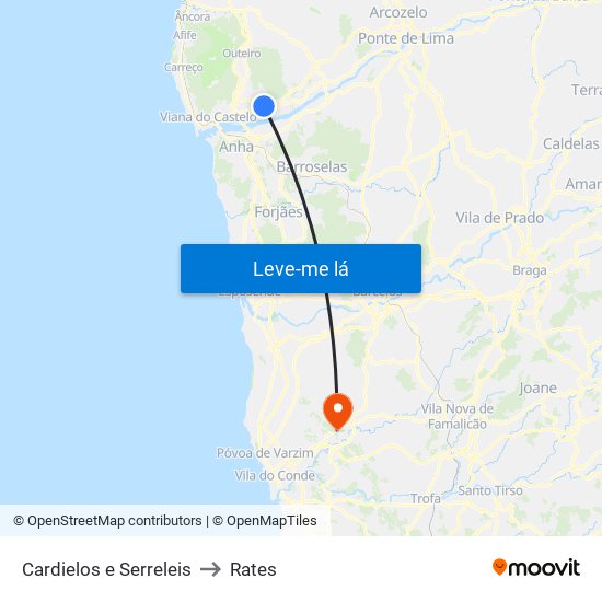 Cardielos e Serreleis to Rates map