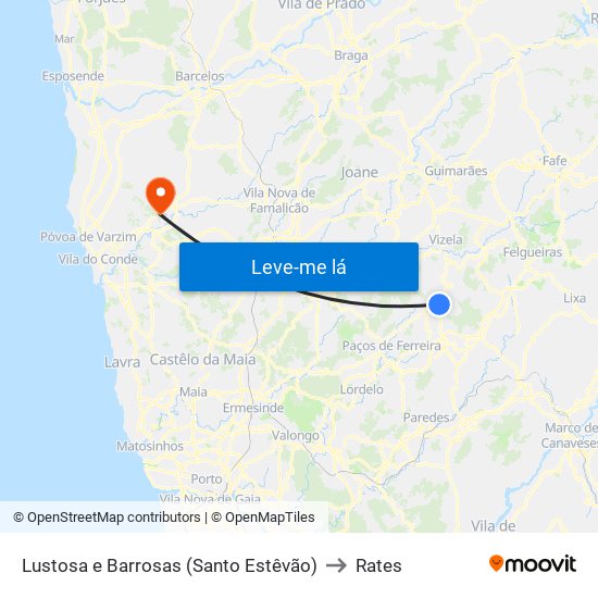 Lustosa e Barrosas (Santo Estêvão) to Rates map