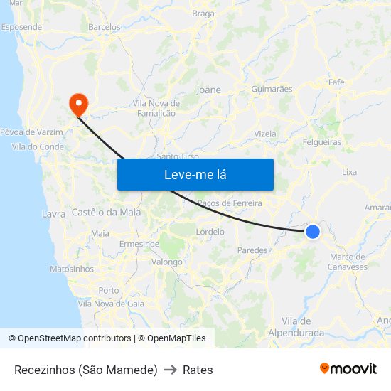 Recezinhos (São Mamede) to Rates map