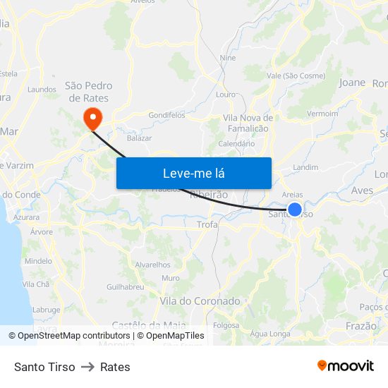 Santo Tirso to Rates map