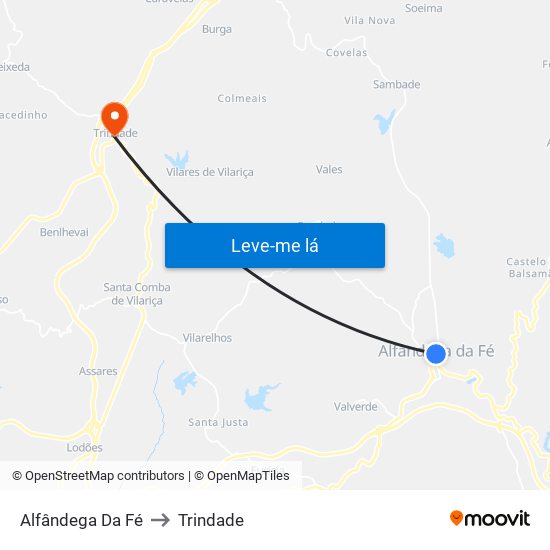 Alfândega Da Fé to Trindade map