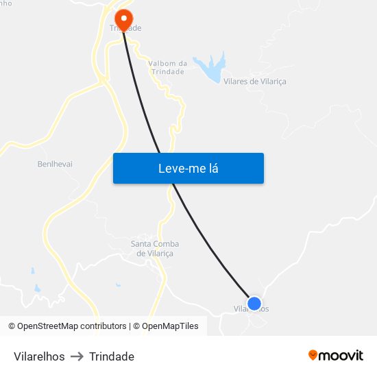 Vilarelhos to Trindade map