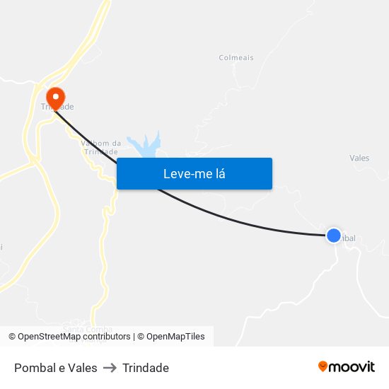 Pombal e Vales to Trindade map