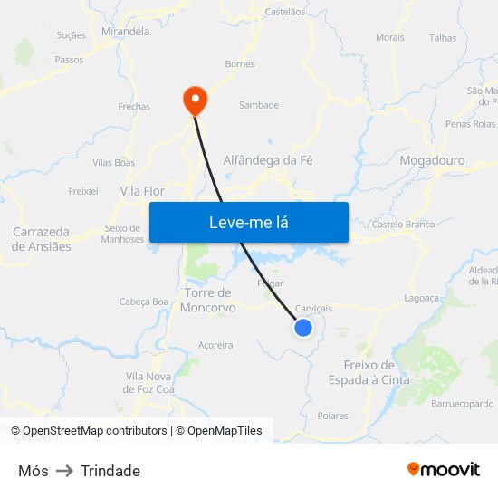 Mós to Trindade map