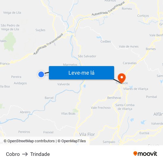 Cobro to Trindade map