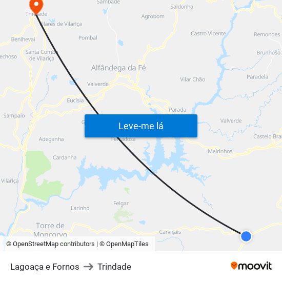 Lagoaça e Fornos to Trindade map