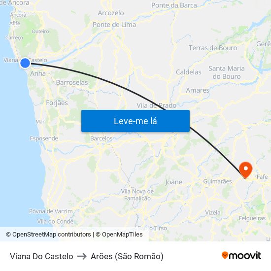 Viana Do Castelo to Arões (São Romão) map