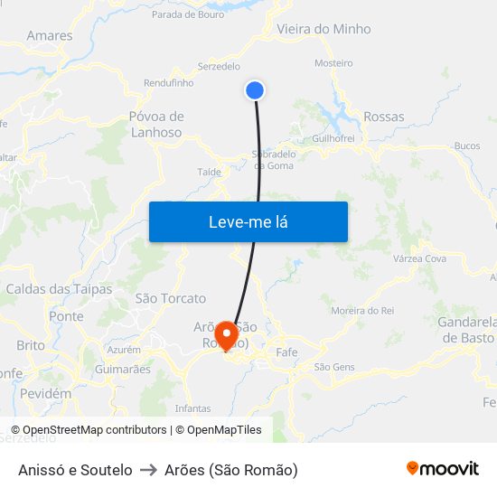 Anissó e Soutelo to Arões (São Romão) map
