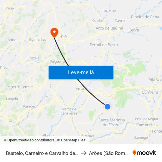 Bustelo, Carneiro e Carvalho de Rei to Arões (São Romão) map