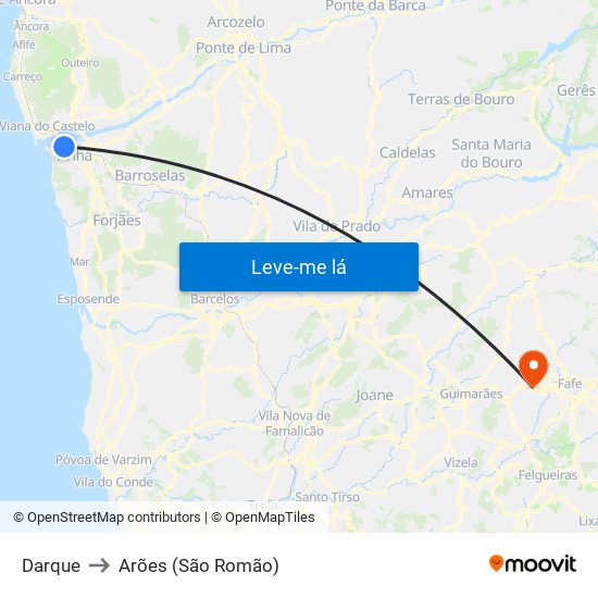 Darque to Arões (São Romão) map