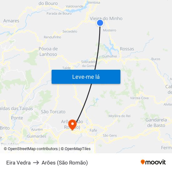 Eira Vedra to Arões (São Romão) map