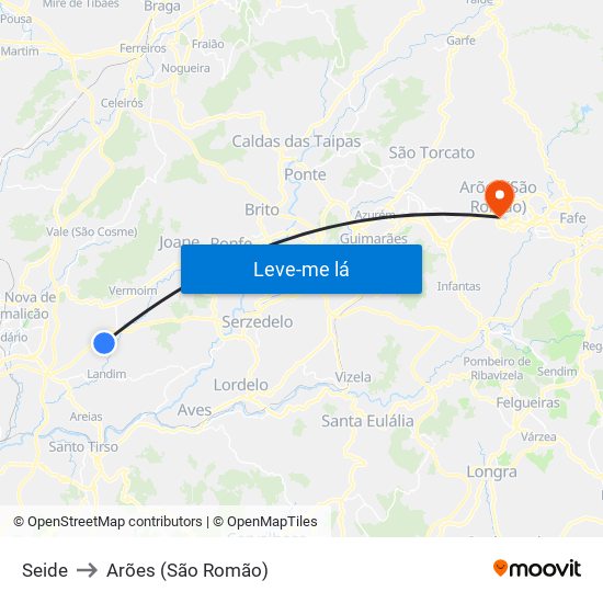 Seide to Arões (São Romão) map