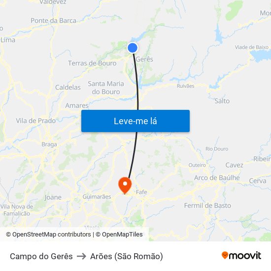 Campo do Gerês to Arões (São Romão) map