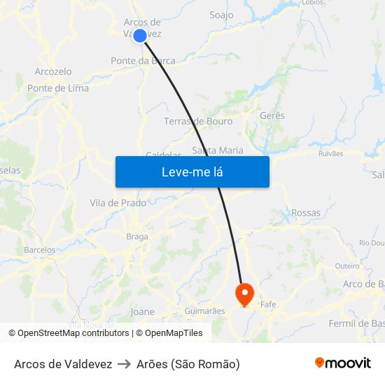 Arcos de Valdevez to Arões (São Romão) map