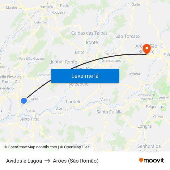 Avidos e Lagoa to Arões (São Romão) map