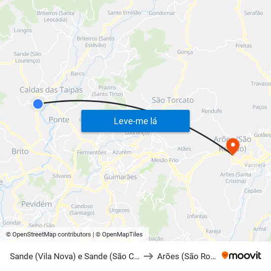 Sande (Vila Nova) e Sande (São Clemente) to Arões (São Romão) map