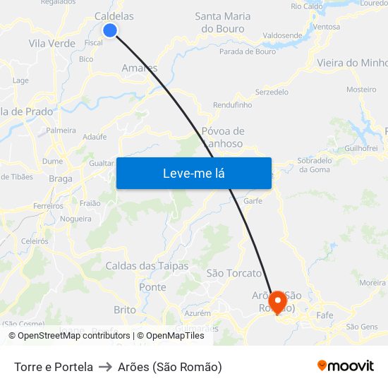 Torre e Portela to Arões (São Romão) map