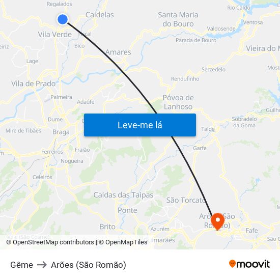 Gême to Arões (São Romão) map
