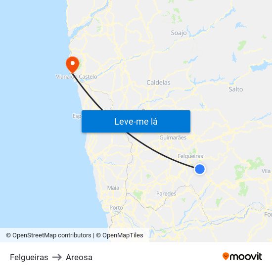 Felgueiras to Areosa map