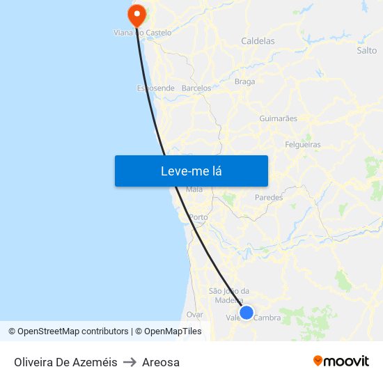 Oliveira De Azeméis to Areosa map