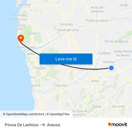 Póvoa De Lanhoso to Areosa map