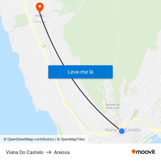 Viana Do Castelo to Areosa map