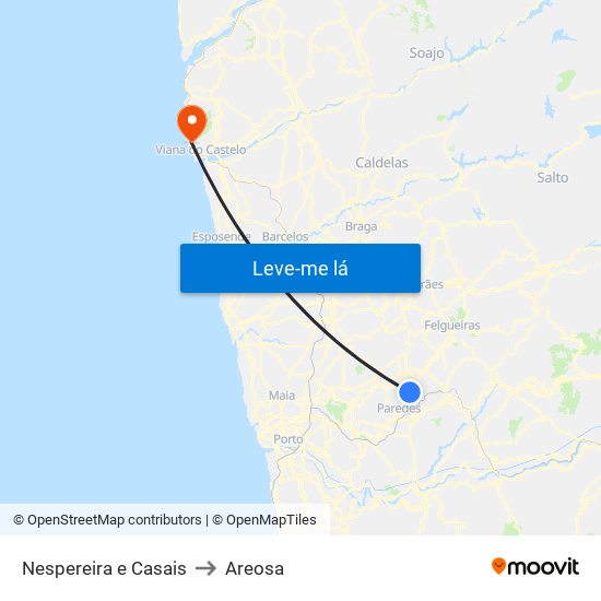 Nespereira e Casais to Areosa map