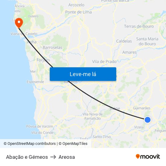 Abação e Gémeos to Areosa map