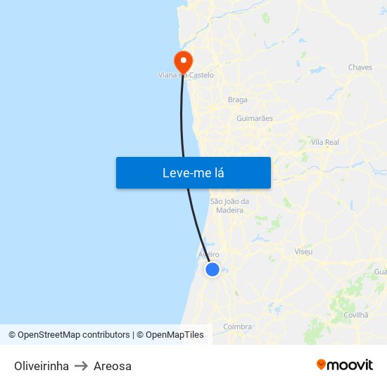 Oliveirinha to Areosa map