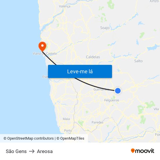 São Gens to Areosa map