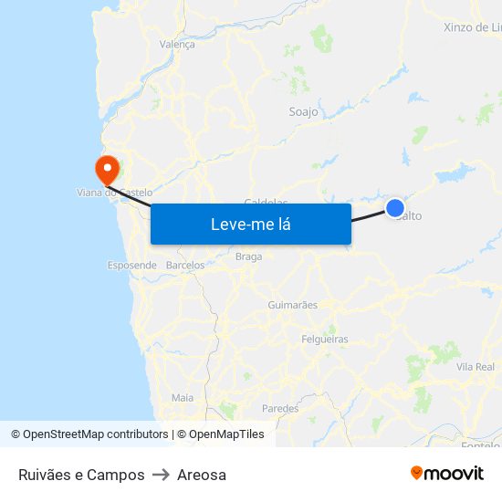 Ruivães e Campos to Areosa map