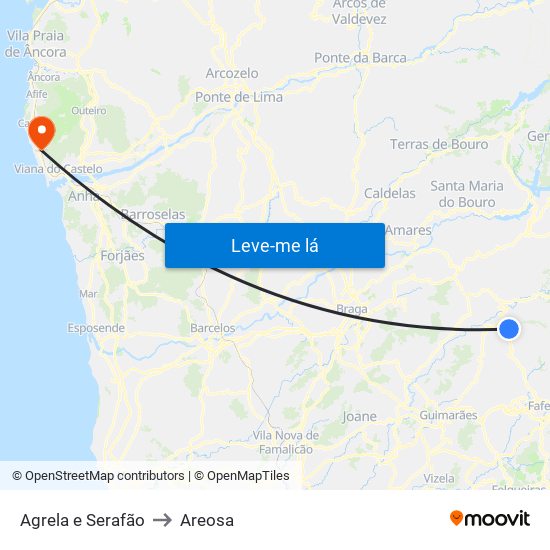 Agrela e Serafão to Areosa map