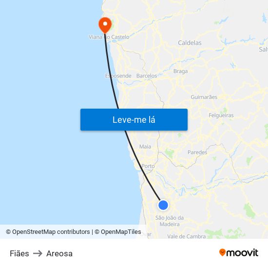 Fiães to Areosa map