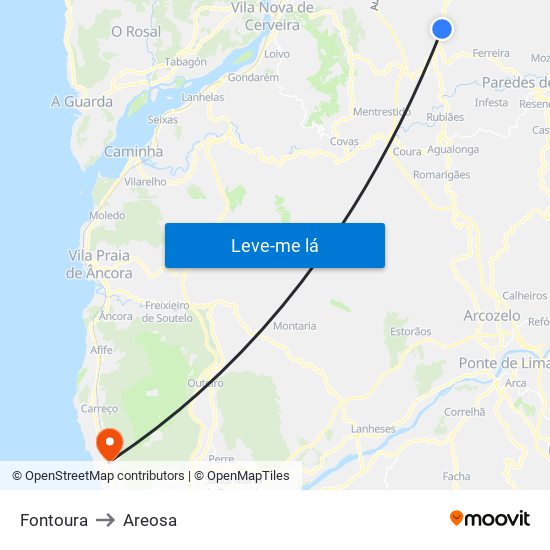 Fontoura to Areosa map