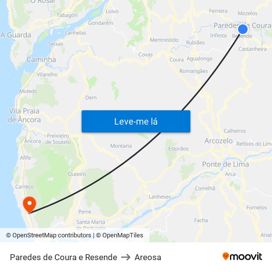 Paredes de Coura e Resende to Areosa map