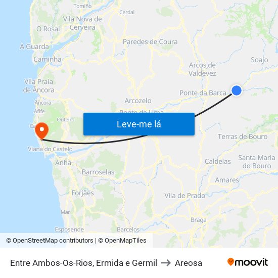 Entre Ambos-Os-Rios, Ermida e Germil to Areosa map