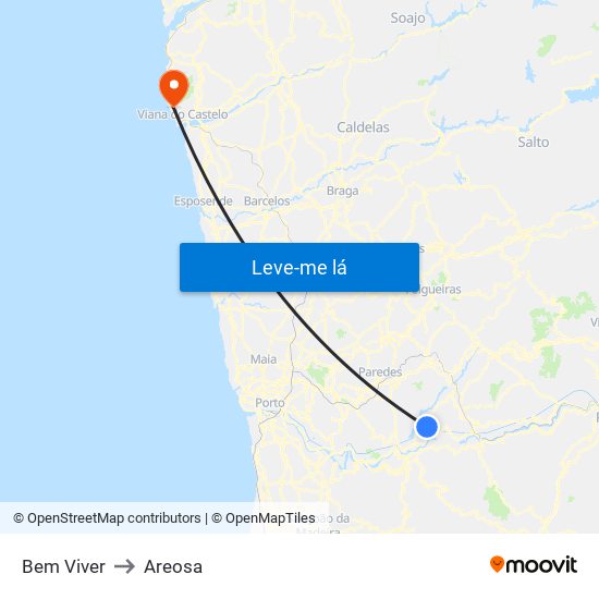 Bem Viver to Areosa map