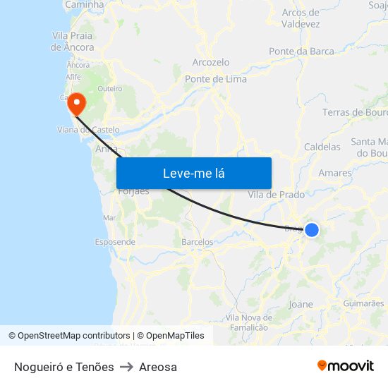 Nogueiró e Tenões to Areosa map