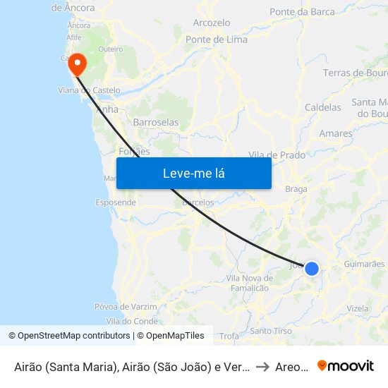 Airão (Santa Maria), Airão (São João) e Vermil to Areosa map