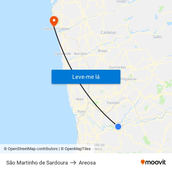 São Martinho de Sardoura to Areosa map