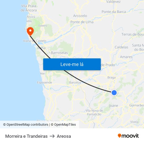 Morreira e Trandeiras to Areosa map