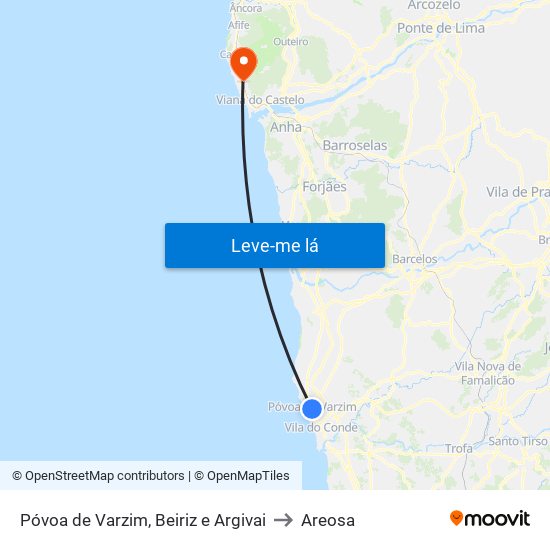 Póvoa de Varzim, Beiriz e Argivai to Areosa map