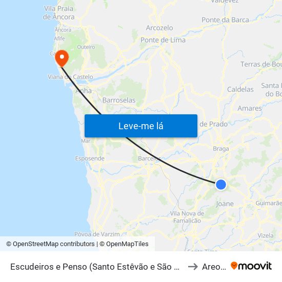 Escudeiros e Penso (Santo Estêvão e São Vicente) to Areosa map