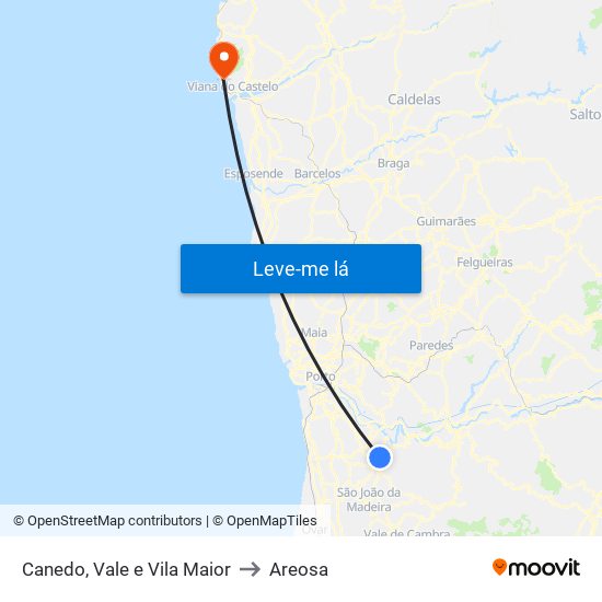 Canedo, Vale e Vila Maior to Areosa map